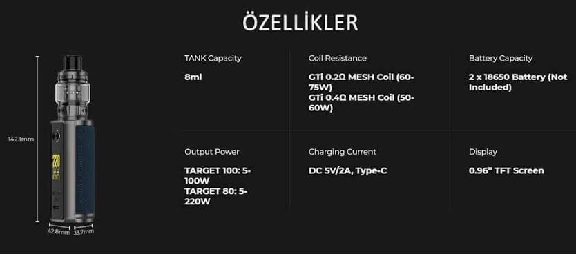 Vaporesso Target 200 Teknik Özellikleri